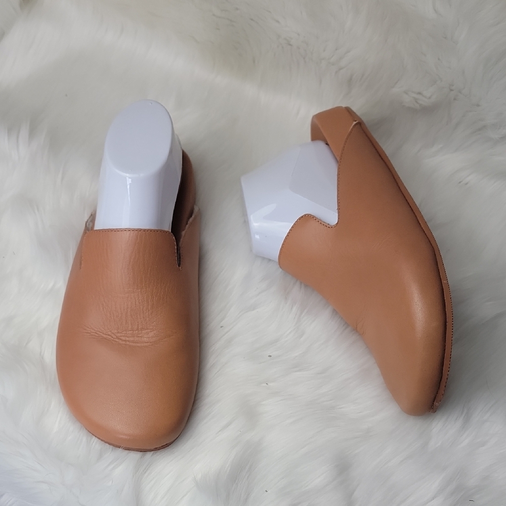 J.CREW Pacific Tan‎ Sherpa Lined Cushioned Comfort Preppy Boho Leather Clogs 9